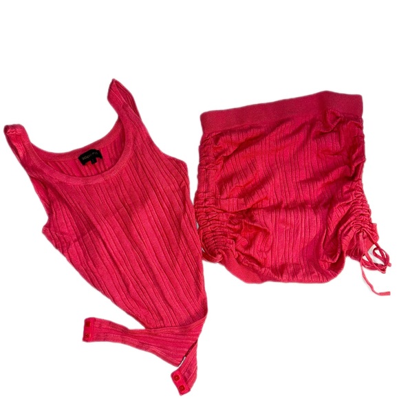 “Flirty” Pink Two Piece Ribbed Matching Mini Skirt Set - Small, Medium & Large. - Picture 4 of 6